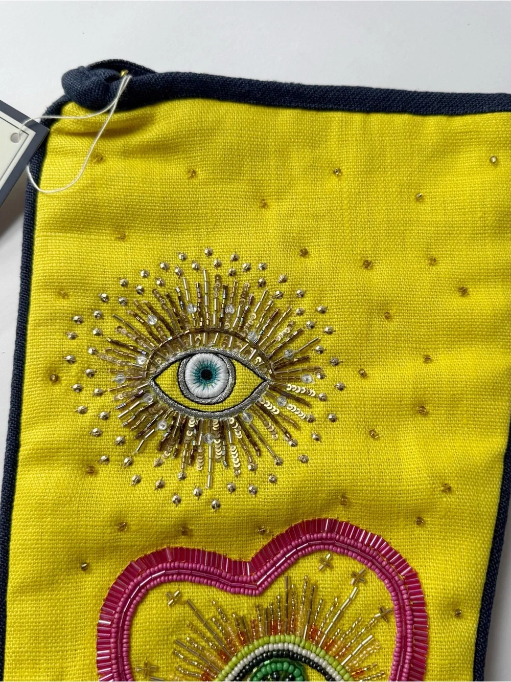JONATHAN ADLER Bijoux Eyes Beaded Embellished Hanging Christmas Stocking NEW